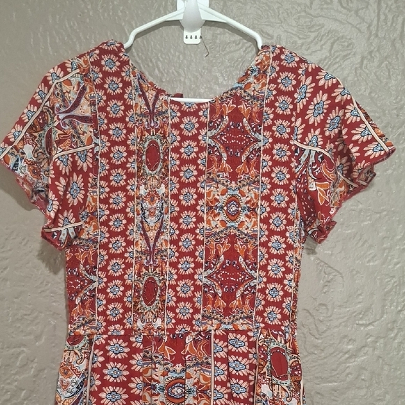 Red Patterned Women's Dress Size L - Picture 2 of 12